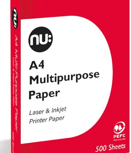nu: A4 Multi-Purpose Printer Paper | White | 500 Sheets | Smooth Surface | Suitable for Inkjet, Laser & Copier Use | Ideal for Home & Office